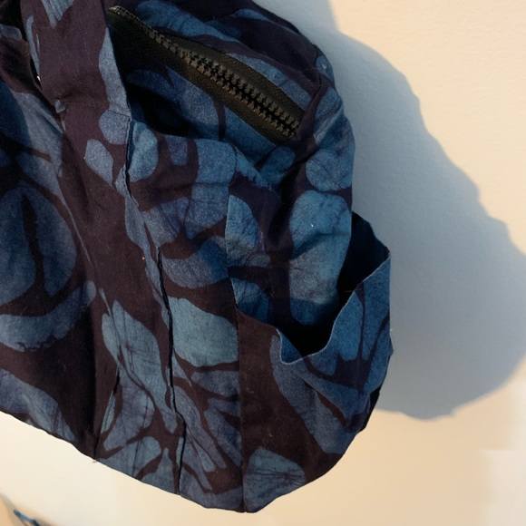 Baby bag, soft dark blue, pockets, hand crafted